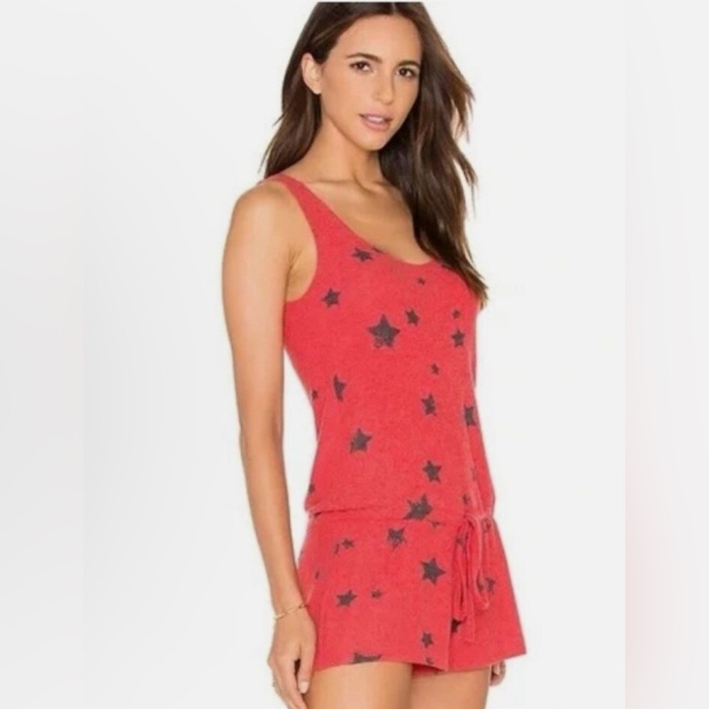 Michael Lauren Marlin Shortalls Romper in Cayenne Stars